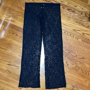 BECCA black lace swim coverup pants.